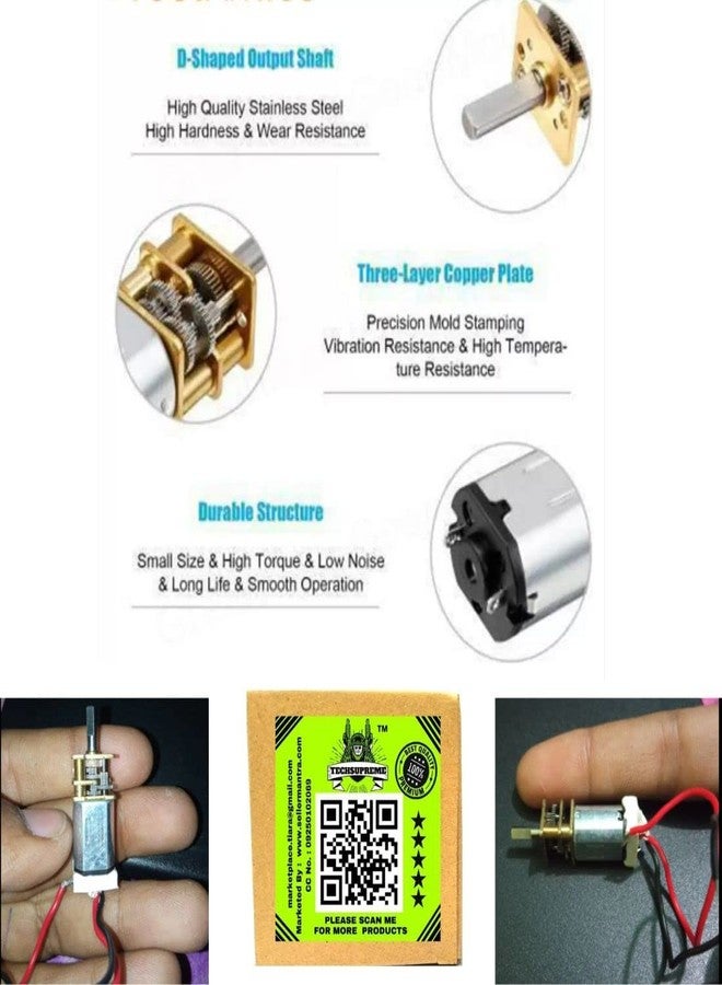 TechSupreme N20 3.7V - 6V 100 RPM Micro Gear Reduction DC Motor With 30:1 Metal Gearbox Motor (2) - Image 4